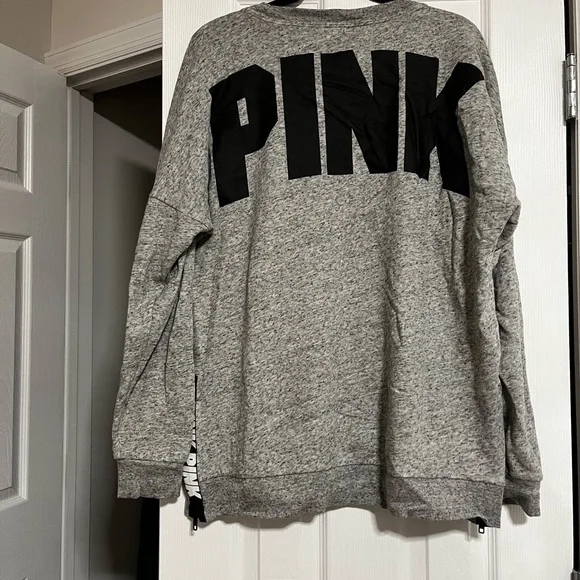 PINK grey pullover sz L - Picture 5 of 5